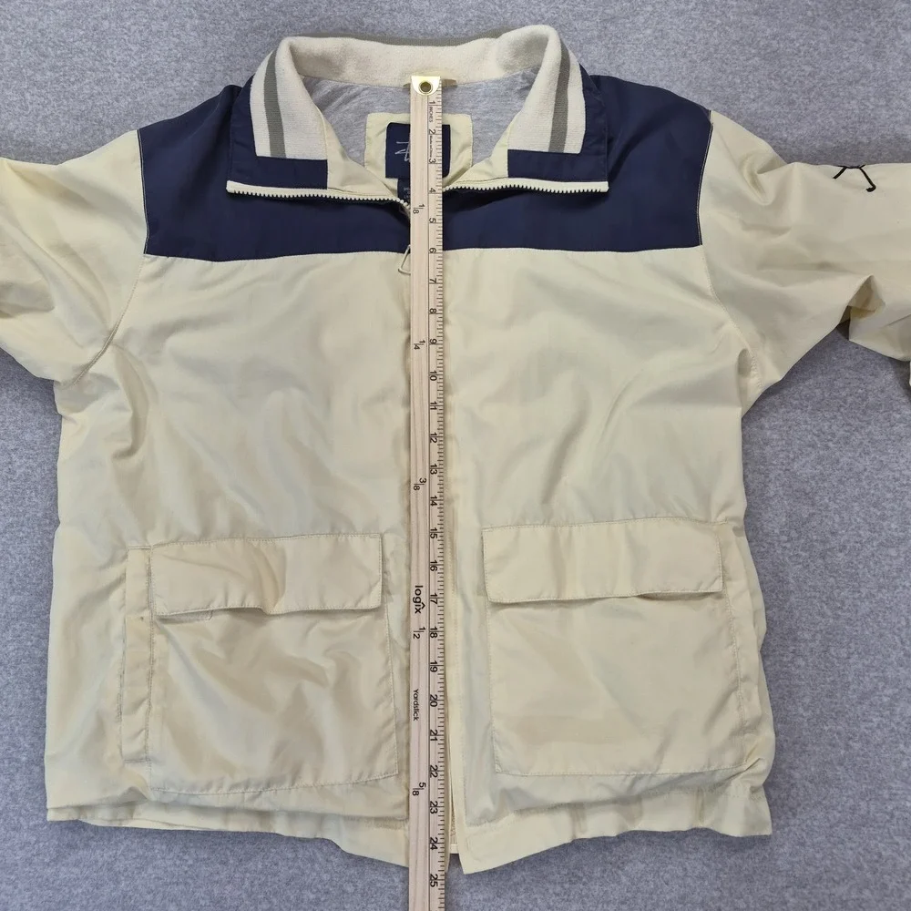 Vintage Stussy 8 Ball Jacket Mens M Cream Navy Color block Y2K Streetwear